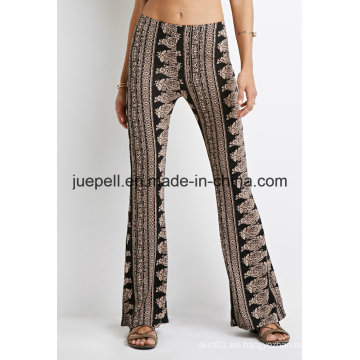 Pantalones adornados Paisley Flared con una cintura elástica